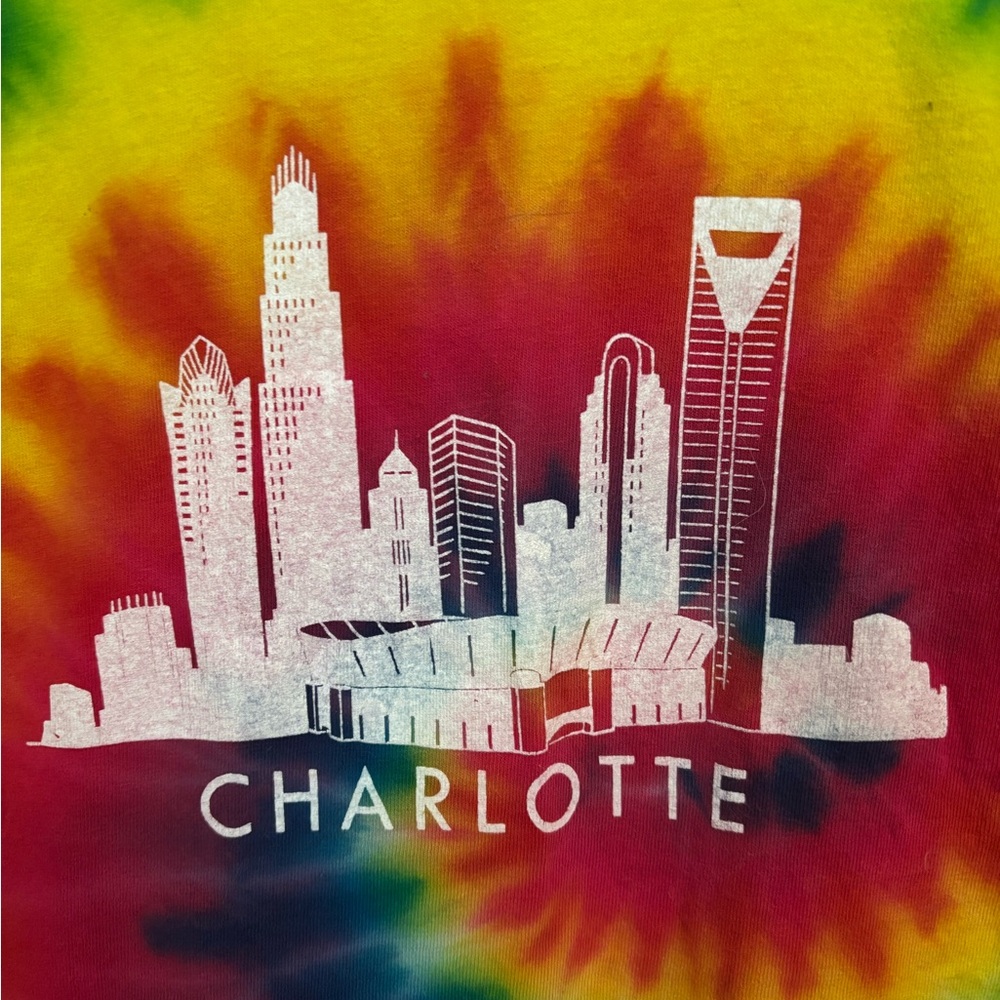 Colorful Tie-Dye Charlotte Skyline T-Shirt